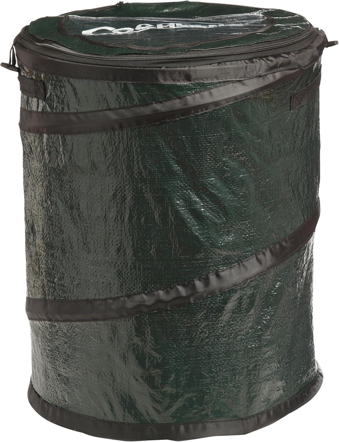 imageCoghlans Deluxe Durable PopUp Trash Can Collapsible Garbage Bin with Zippered Lid Bag Clips and Anchoring Points for Camping Home and Outdoor Use 295 GallonGreen