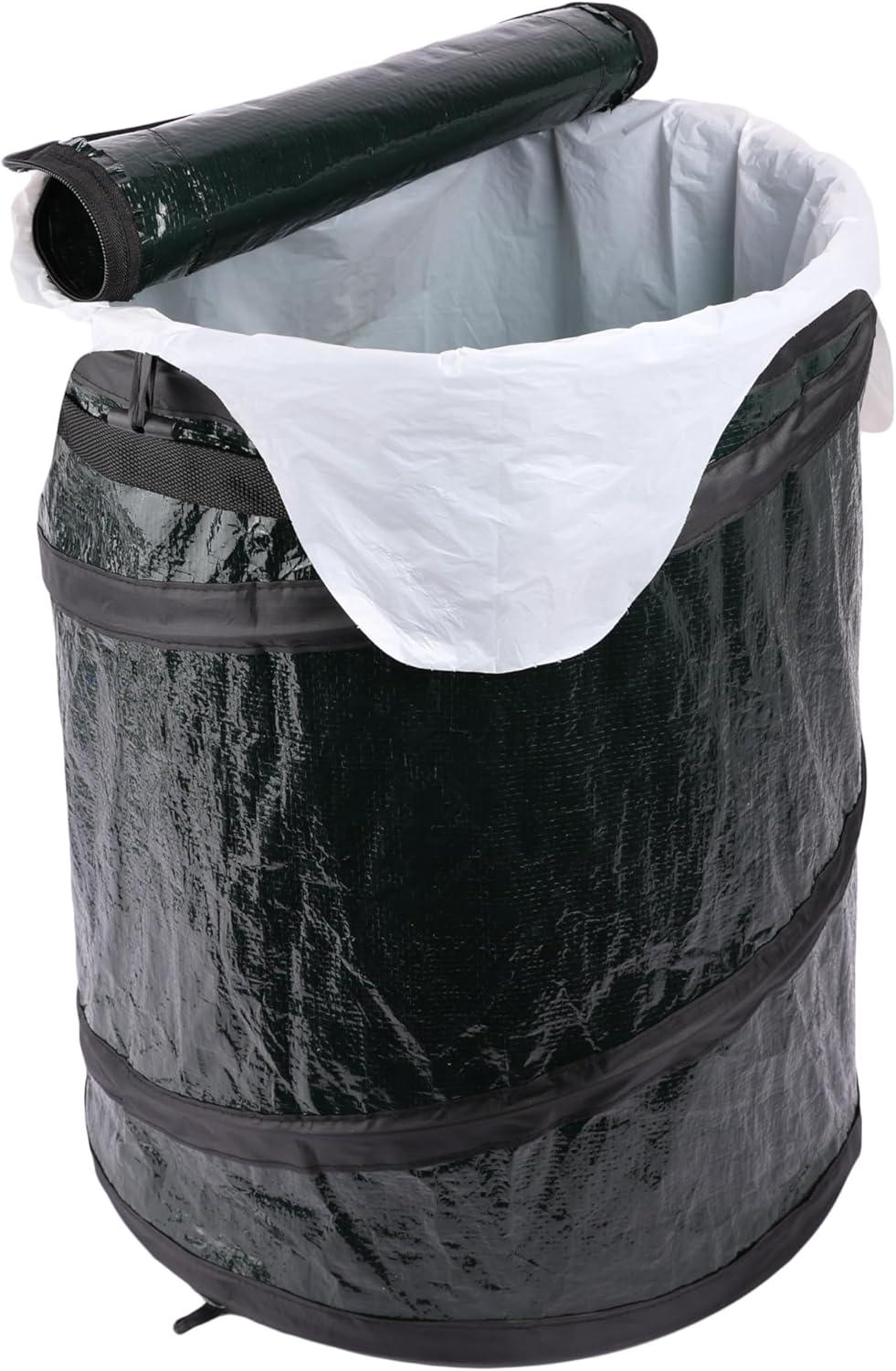 imageCoghlans Deluxe Durable PopUp Trash Can Collapsible Garbage Bin with Zippered Lid Bag Clips and Anchoring Points for Camping Home and Outdoor Use 295 GallonGreen