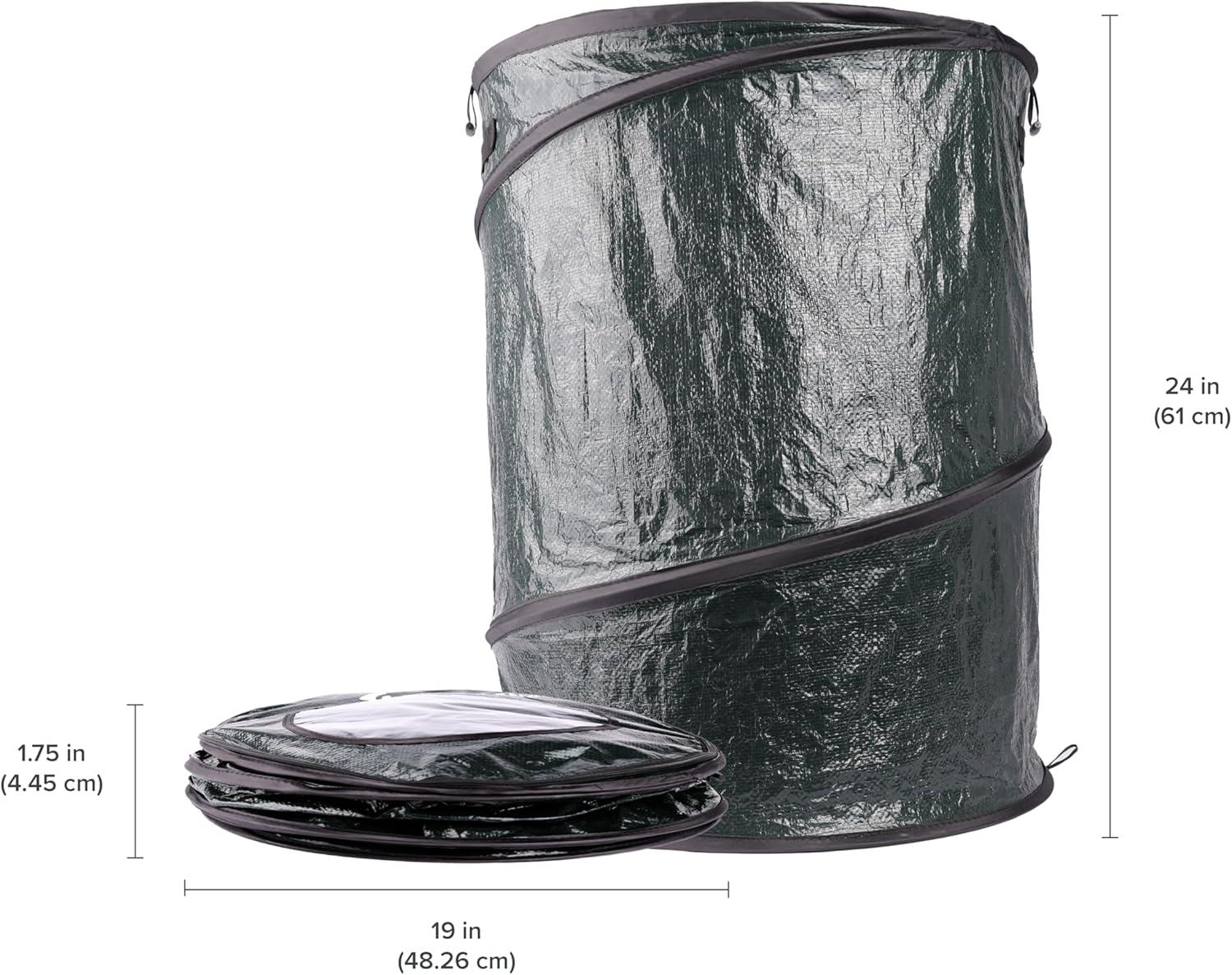 imageCoghlans Deluxe Durable PopUp Trash Can Collapsible Garbage Bin with Zippered Lid Bag Clips and Anchoring Points for Camping Home and Outdoor Use 295 GallonGreen