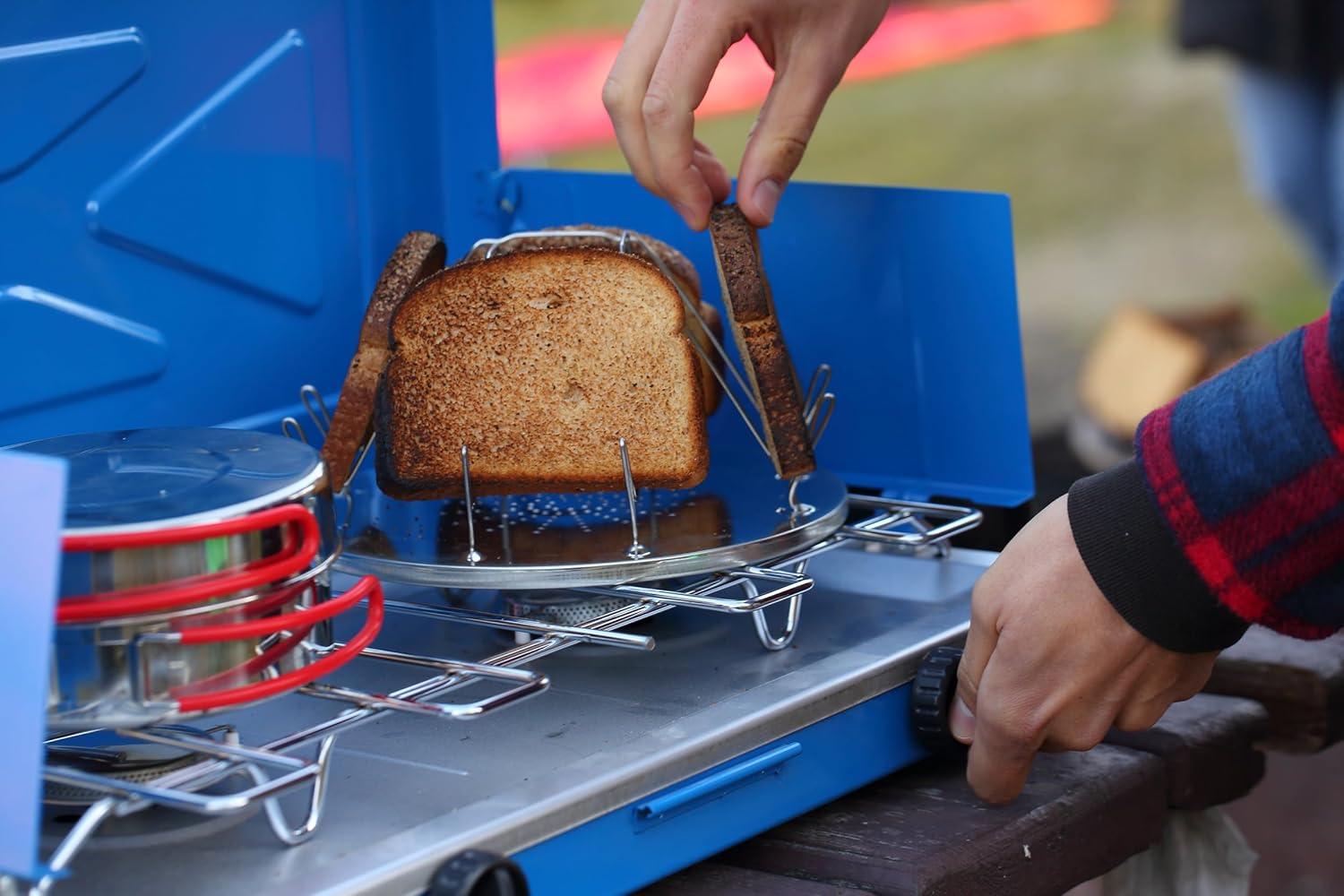 imageCoghlans Camp Stove Toaster Stainless Steel Lightweight Portable and Compact Design for Outdoor Cooking Toasts Up to 4 Slices at a Time Perfect for Camping Hiking Backpacking and PicnicsSilver