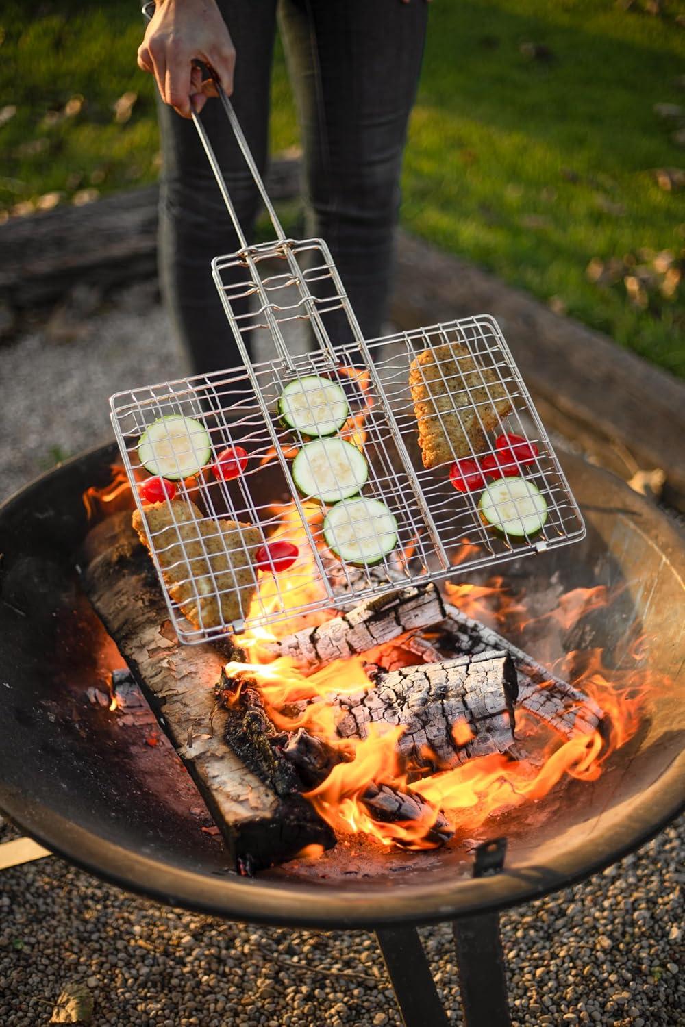 imageCoghlans Deluxe Broiler for Camping and Outdoor Grilling Hinged ChromePlated Basket with Locking Handle Ideal for Portable Cooking and Barbecue Over Open Fires