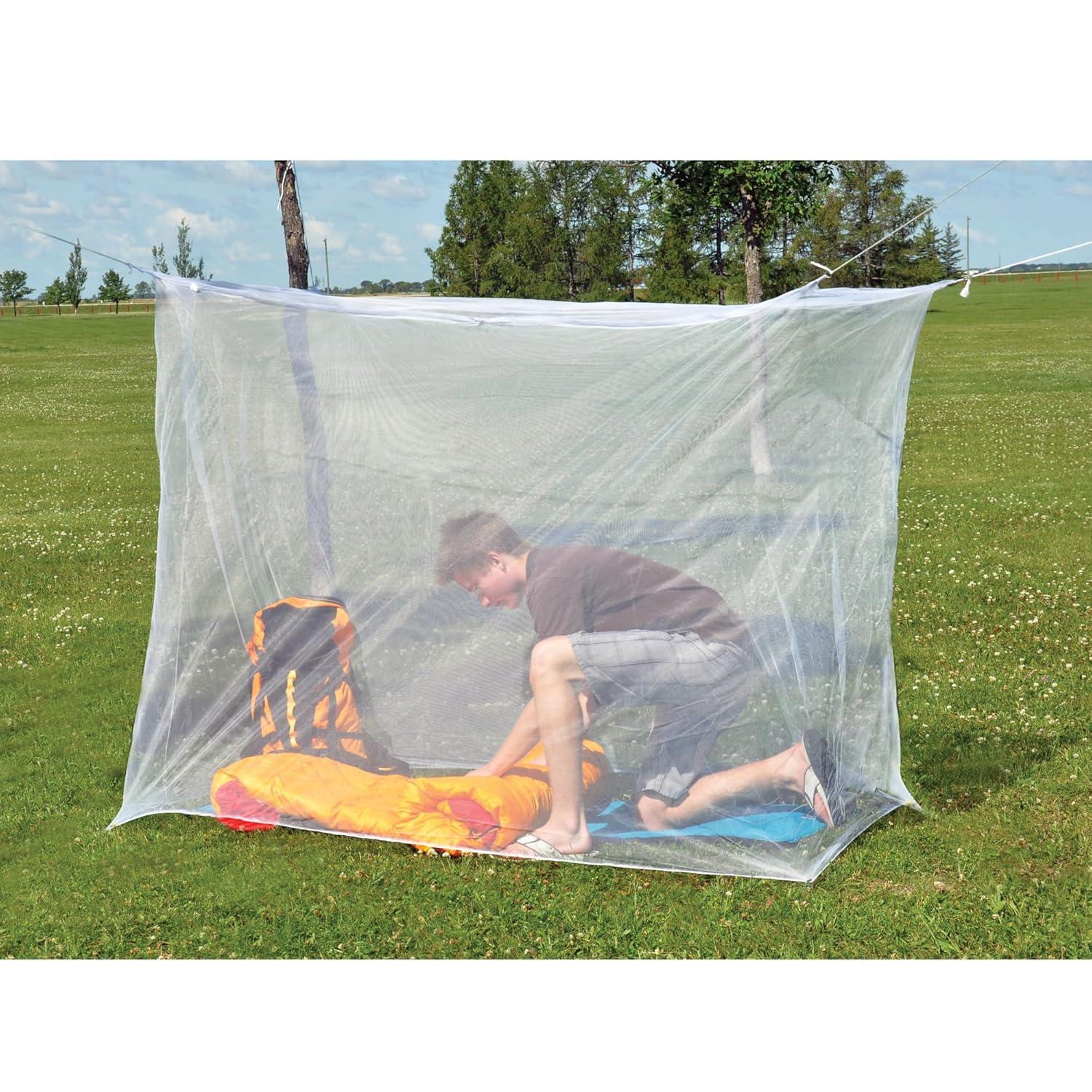 imageCoghlans Rectangular Mosquito Net Lightweight Mesh Canopy for Camping Travel and Outdoor Use Includes Tie Loops Carry Bag Twine Hooks Anchors Nails White 78 x 32 x 59Multicolor