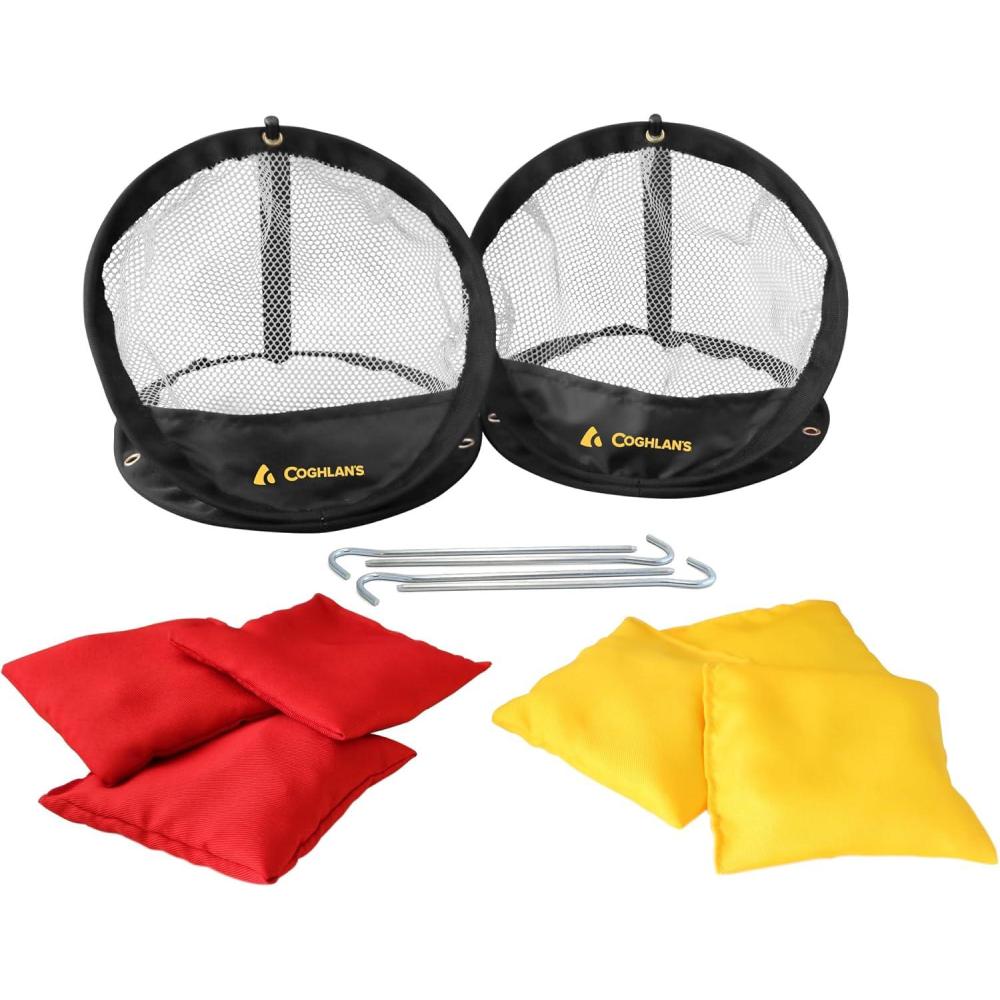imageCoghlans Portable Net Toss Set Compact Bean Bag Toss Game for Outdoor Fun at Campsite or Beach Includes 2 Nets 6 Beanbags 4 Anchor Pegs amp Storage Pouch Perfect for Kids amp Adults