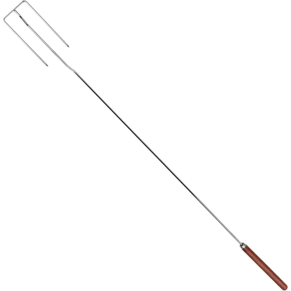 imageCoghlans Safety Fork  41Inch Durable ChromePlated Steel Roasting Fork with StayCool Wooden Handle InwardFacing Sharp Edges for Safe Campfire Cooking and Marshmallow Roasting