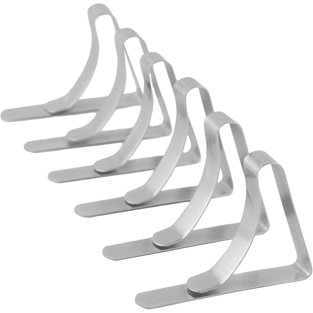 imageCoghlans SpringLoaded Tablecloth Clamps  4 Pack Adjustable and Durable Tablecloth Holders for Picnics Outdoor Events Camping and Home UseStainless Steel  6 Pack