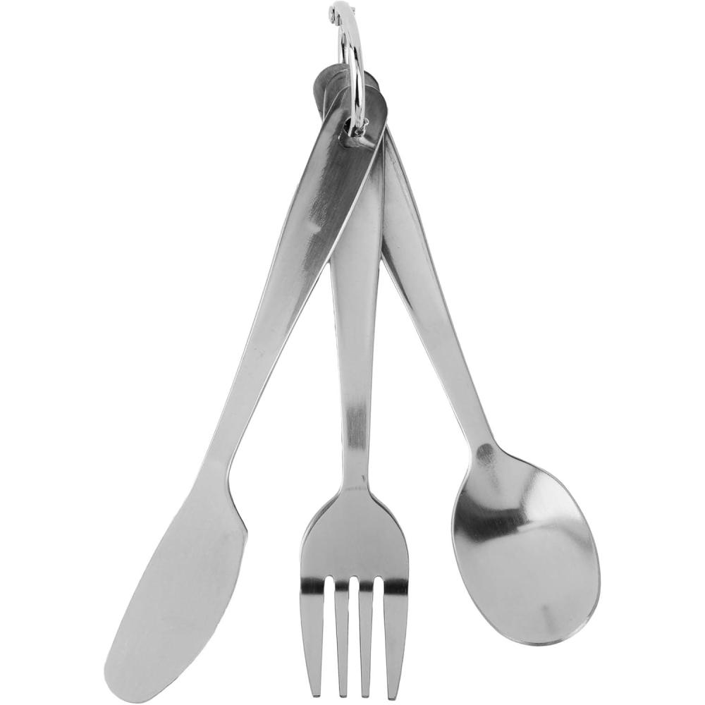 imageCoghlans Stainless Steel Cutlery Set 3Piece Flatware with Fork Knife Spoon and Convenient Storage Ring for Camping Hiking and Outdoor Adventures Durable Tableware