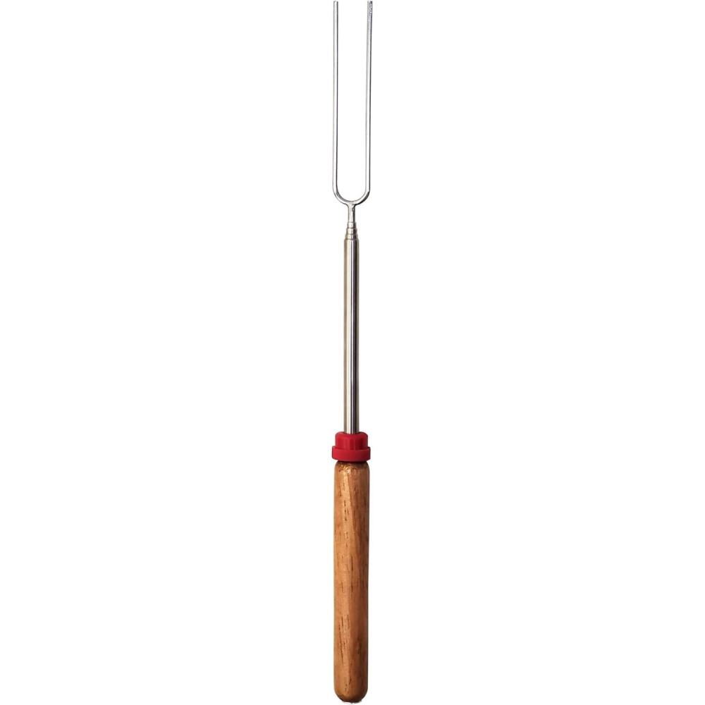imageCoghlans Telescoping Roasting Fork  Stainless Steel Skewers for Marshmallows amp Hot Dogs  Extends 125 to 34 with Handle amp Thumb Roller for Easy RotationWooden Handle