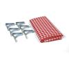 Coghlan’s Picnic Tablecloth and Bench Cover Set – Fitted Elastic Tablecloth with Polyethylene Coating for Outdoor Camping, Picnics, and Tailgating – Waterproof, Checkered Design, Includes Storage Bag(Tablecloth + 6 Clamps  Red)