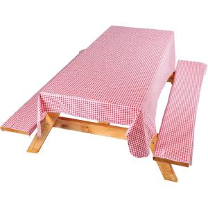 Coghlan’s Picnic Tablecloth and Bench Cover Set – Fitted Elastic Tablecloth with Polyethylene Coating for Outdoor Camping, Picnics, and Tailgating – Waterproof, Checkered Design, Includes Storage Bag(Picnic Tablecloth + 2 Bench Covers  Red)