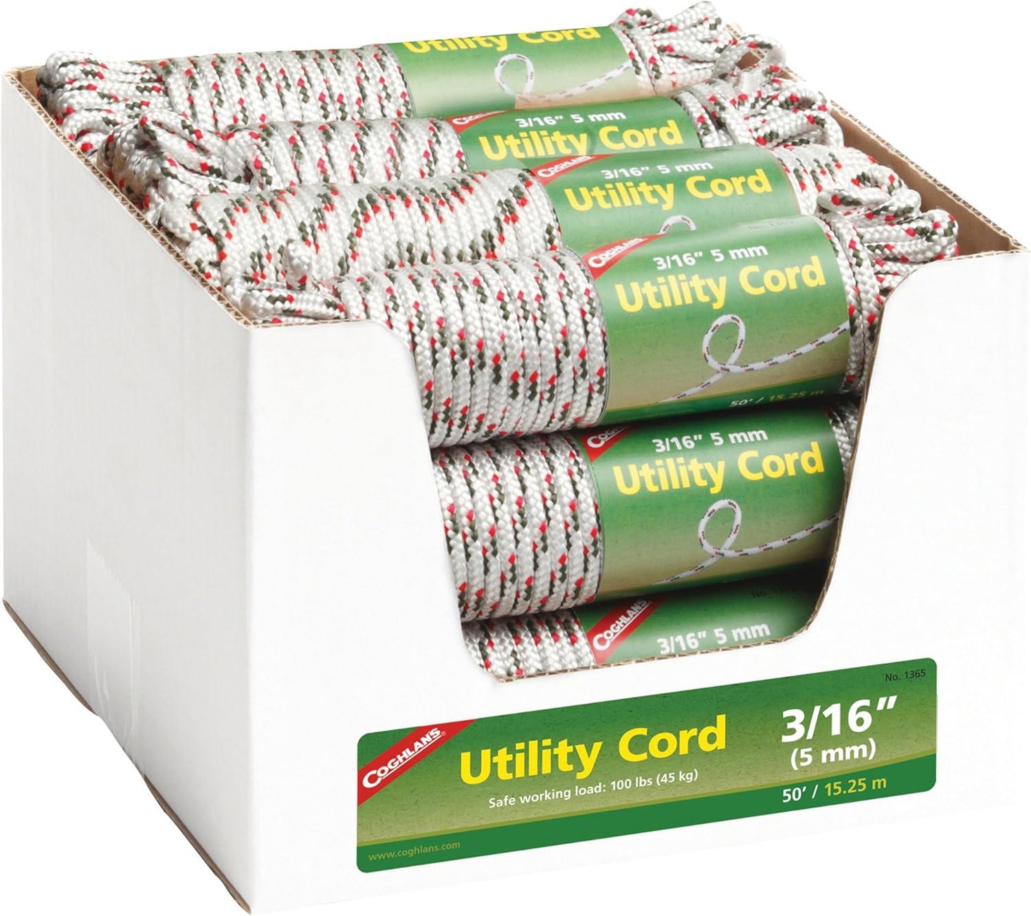 imageCoghlans Utility Cord 5mm Multipurpose Woven Polypropylene Rope for Camping Guyline TieDowns and Outdoor Gear 50 ft Durable Cordage for Tents Tarps and General Use