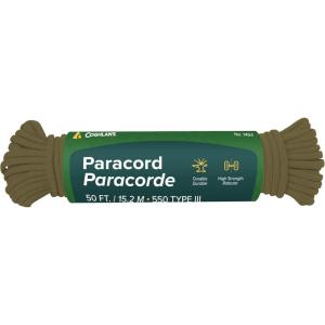 Coghlan’s 50 ft Nylon Paracord, Black – Type III 550 Survival Rope with 7 Core Strands, 550 lbs Break Strength – Versatile Outdoor Gear for Camping, Shelter, Repair, and Emergency Preparedness(Olive Drab Green)