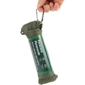 Coghlan’s 50 ft Nylon Paracord, Black – Type III 550 Survival Rope with 7 Core Strands, 550 lbs Break Strength – Versatile Outdoor Gear for Camping, Shelter, Repair, and Emergency Preparedness(Olive)