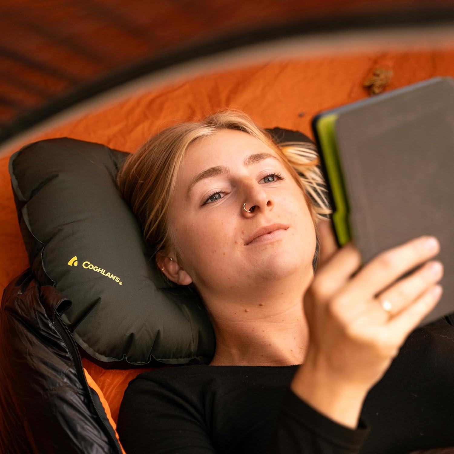 imageCoghlans Inflatable Travel Pillow Lightweight Compact Neck Support for Airplane Camping and Road Trips Comfortable Portable Design for Travel Essentials