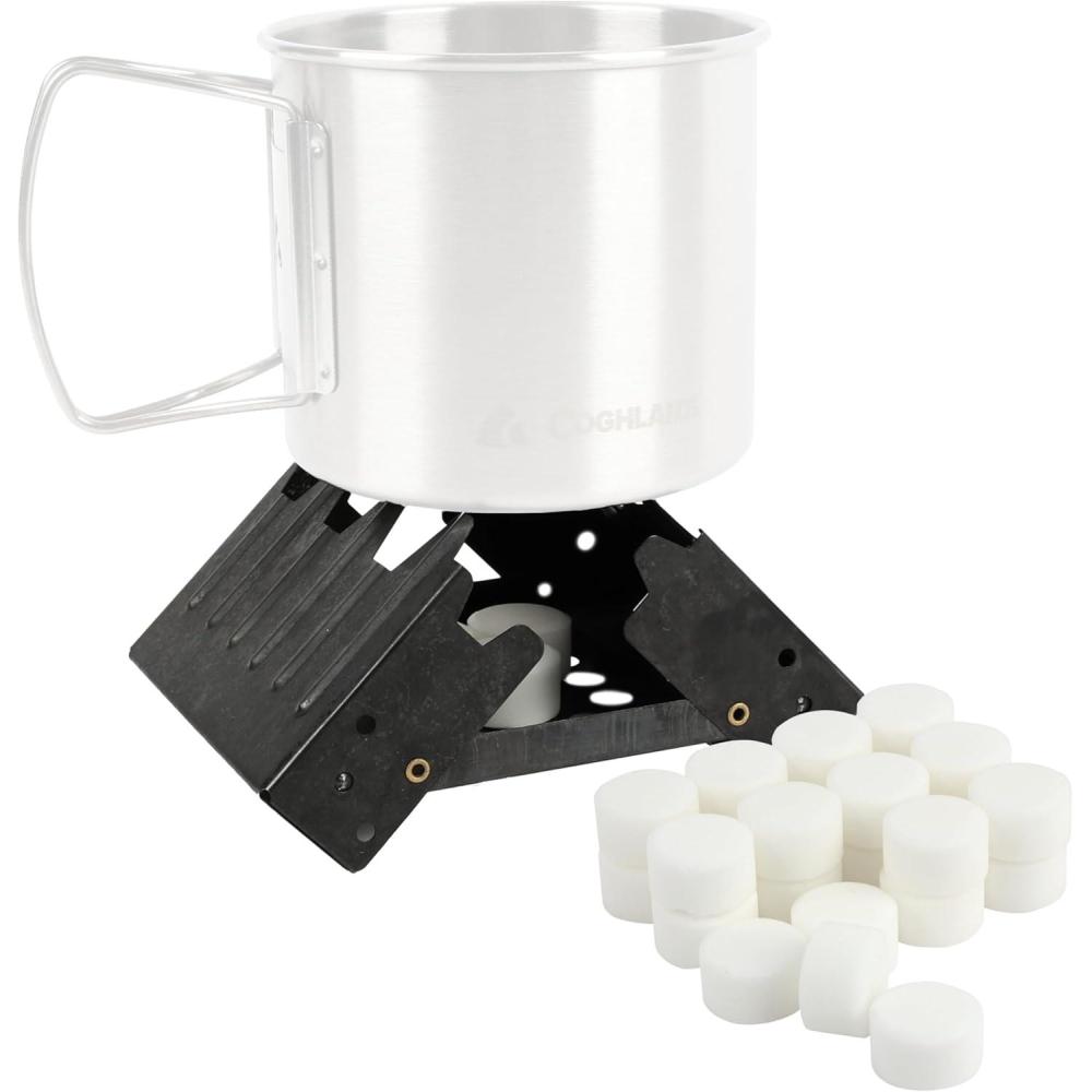 imageCoghlans Emergency Stove Lightweight Portable Camping Stove for Backpacking Survival and Outdoor Cooking Foldable Design with 24 Fuel Tablets Included Compact for Travel and Storage