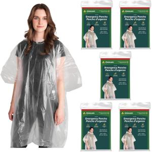 Coghlan’s Rain Ponchos, 1/5-Pack | Waterproof, Compact, Storm Poncho, Gear for Outdoor Adventures, Camping Essentials(Clear – 5 Pack)